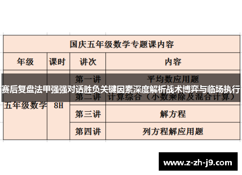 赛后复盘法甲强强对话胜负关键因素深度解析战术博弈与临场执行